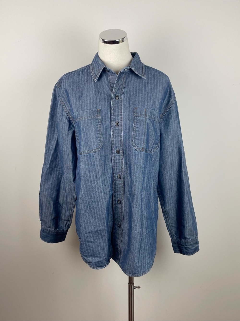 CE Schmidt Workwear Blue Denim Jean Button Down Collared Shirt Men Medium